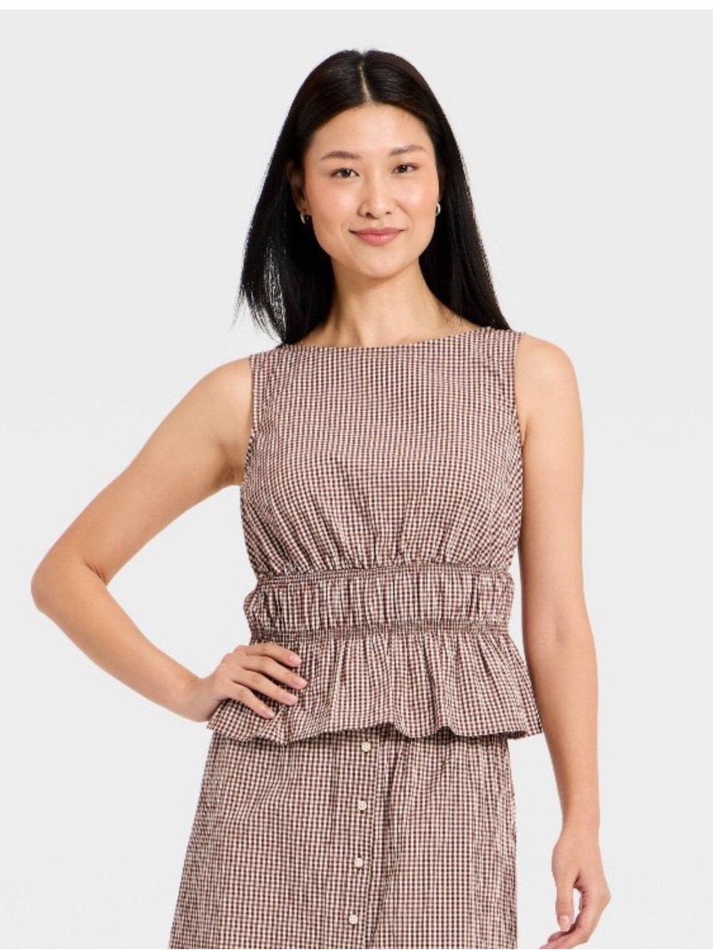 Women's Seersucker Peplum
Top - A New Day™ Brown
Gingham new 🆕